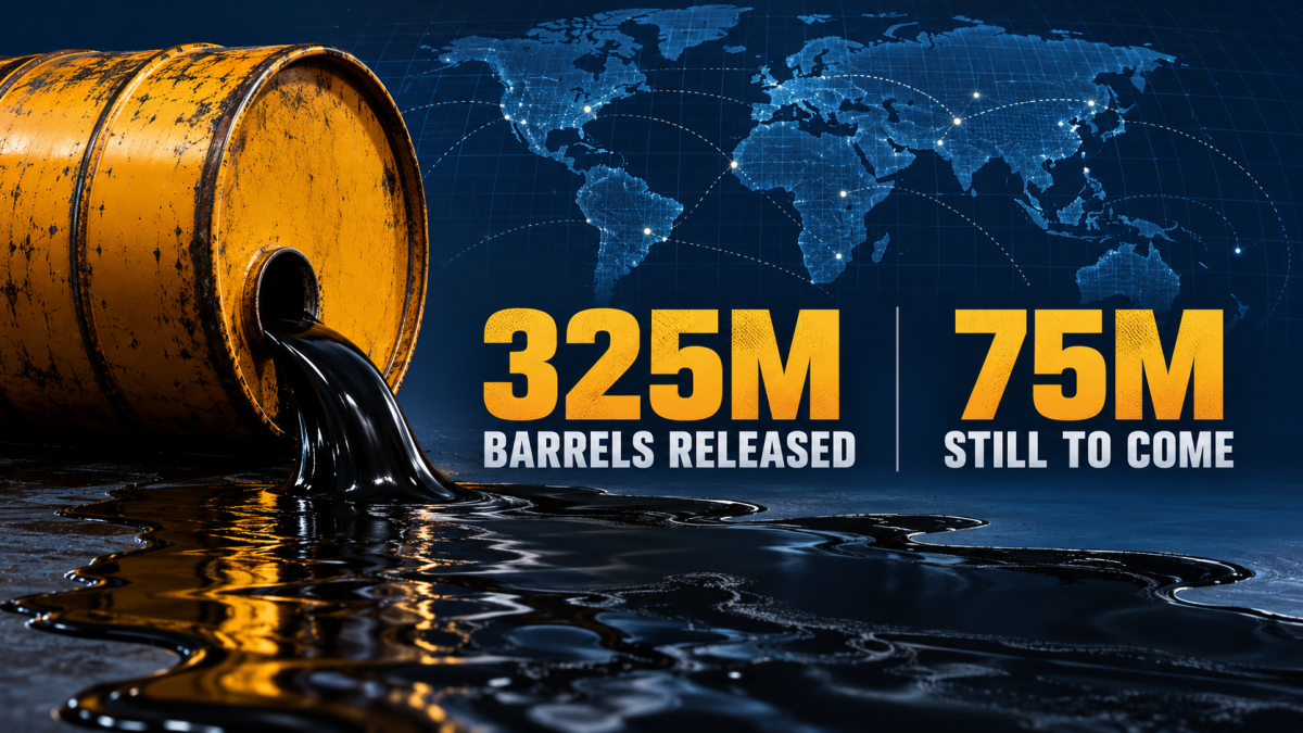IEA says 325 million barrels of emergency oil released, with 75 million still to come
