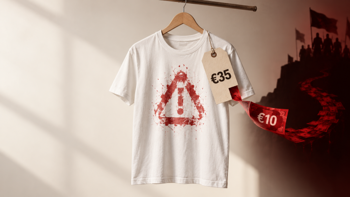 The Ceuta support T-shirt: €10 of its €35 price funds the far right