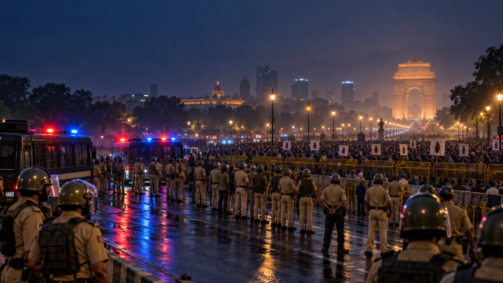 Thousands detained in New Delhi as police crack down on ‘cockroach’ movement