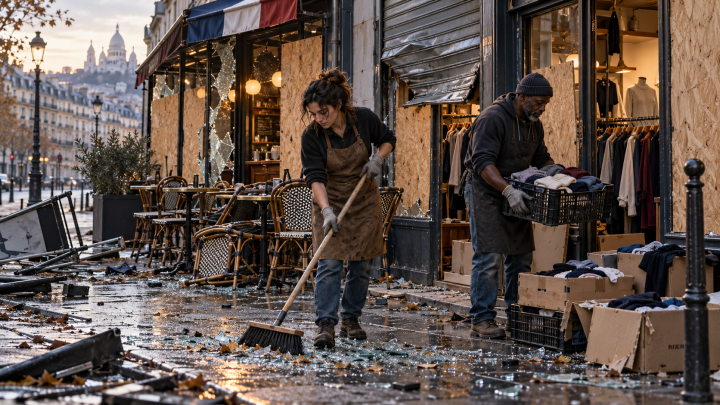 Businesses and shopkeepers pick up the pieces after protests in France spiral into looting
