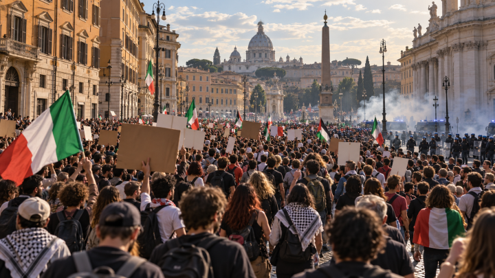 Thousands march across Italy as protests bring isolated clashes with police
