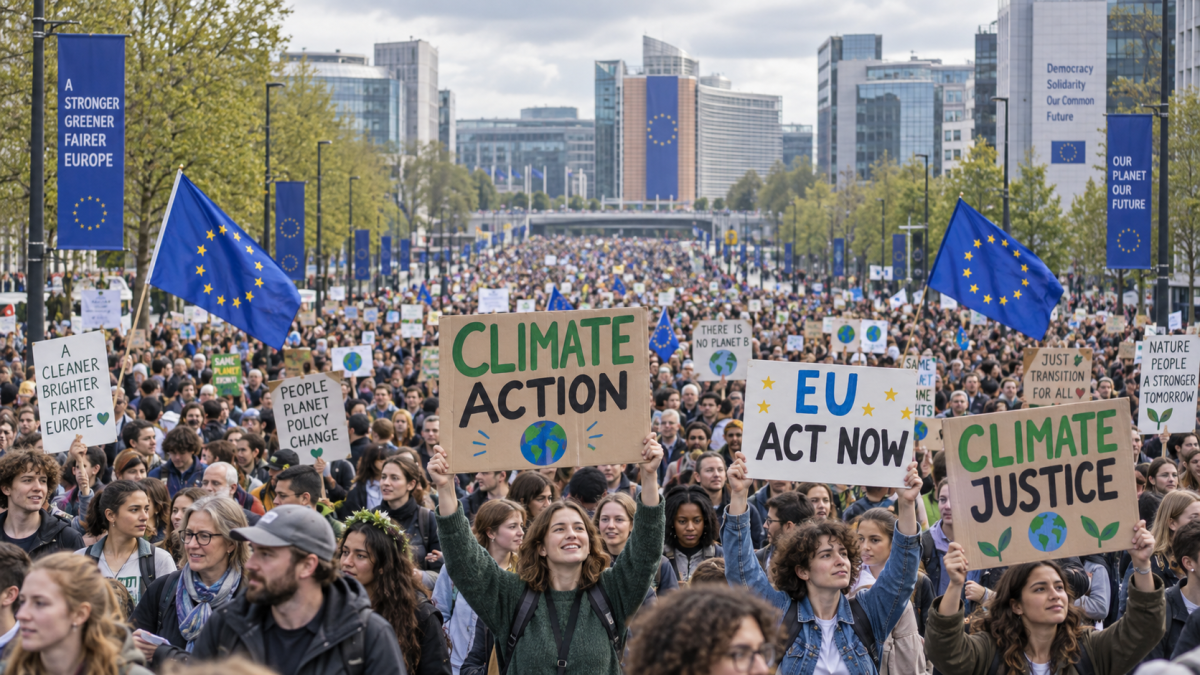 Ten of thousands urge EU for climate action at Brussels demonstration
