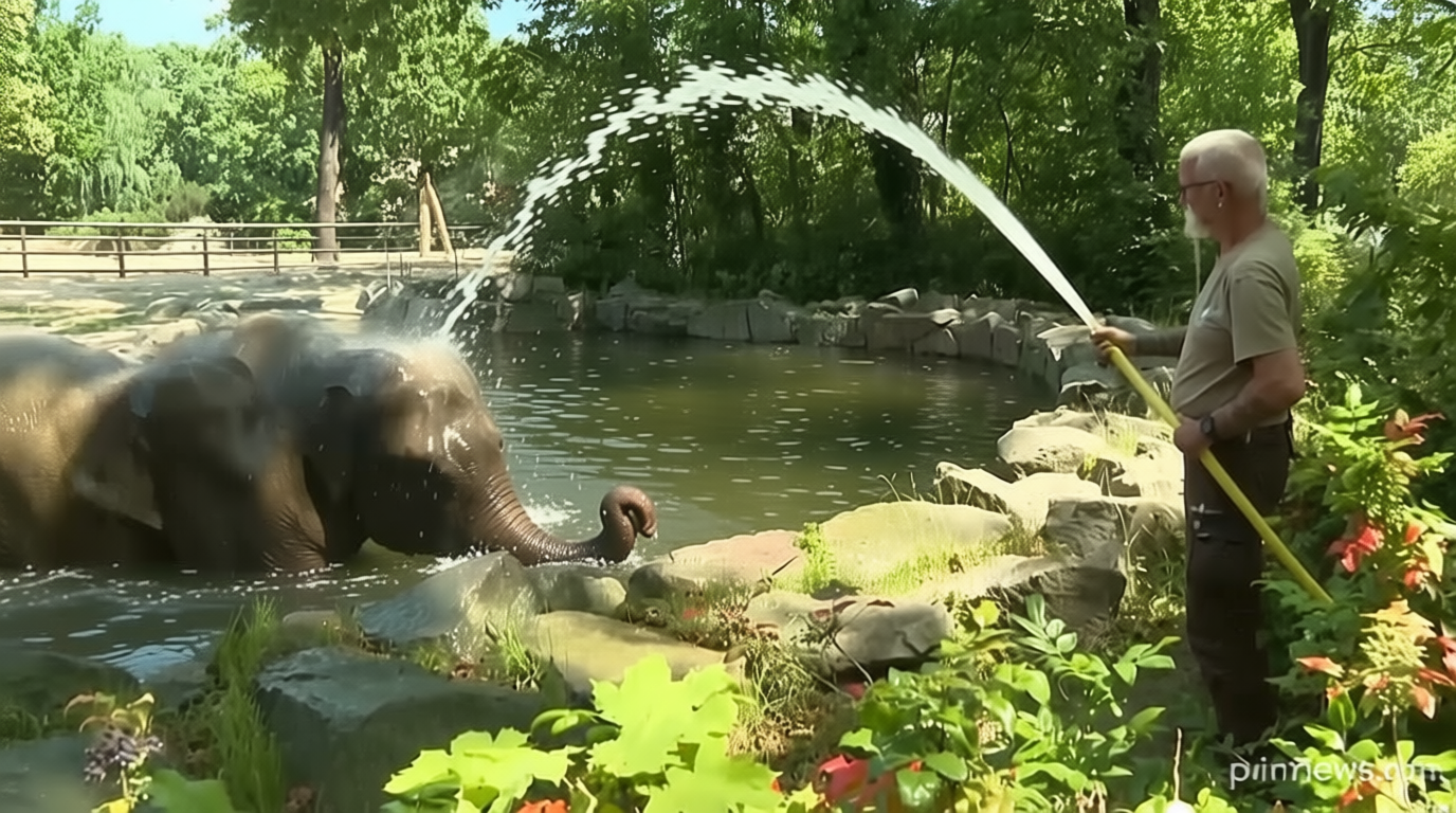 Video. As Europe bakes, Berlin Zoo’s elephants and bears cool off