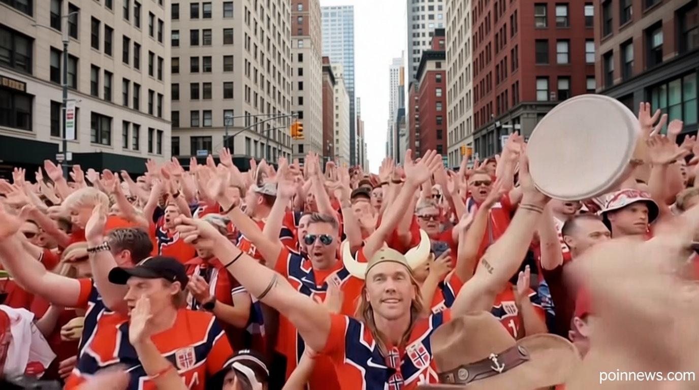 Video. Norway fans take over Times Square with Viking row
