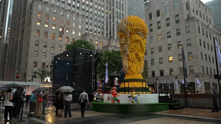 Video. Giant Lego World Cup trophy unveiled in New York