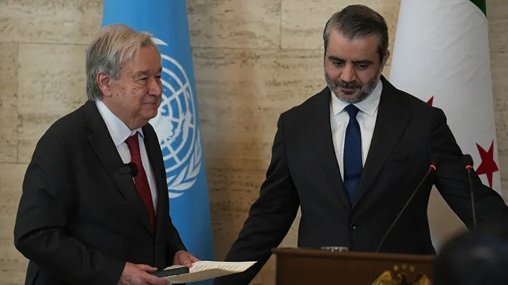 UN chief calls for end of all sanctions on Syria during second day of visit