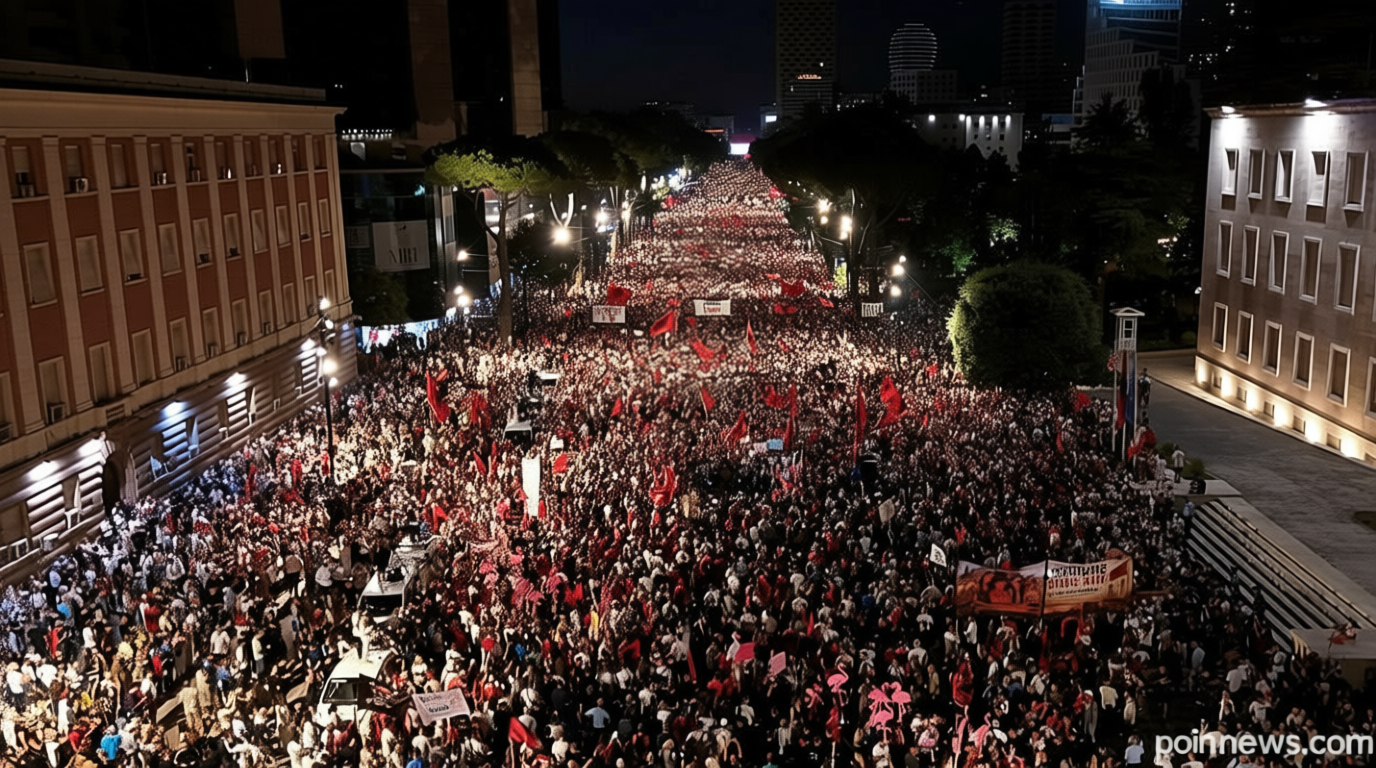 Thousands swarm the streets of Tirana in major ‘Pink Flamingo’ anti-government protests