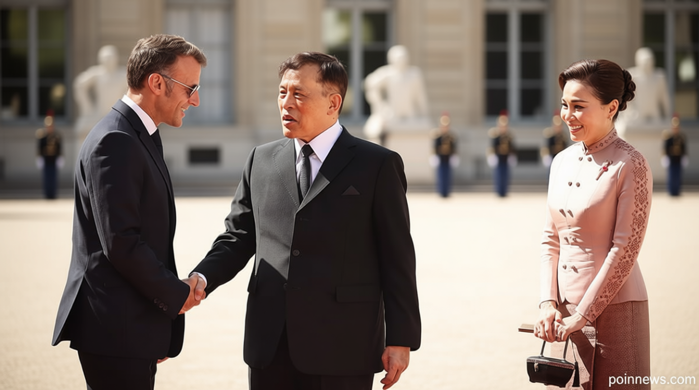Viral fake AI-image shows Macron kneeling before Thai king