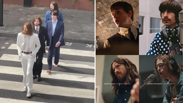 Watch viral footage of Beatles biopics actors recreating iconic ‘Abbey Road’ album cover